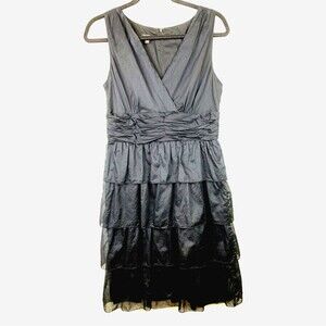 Talbots Black Ruffle Sleeveless Cocktail Formal Dress Short Slv Cotton Women's 6
